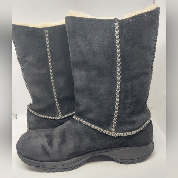 Merrell Encore Stitch High Boots Shearling Lined Black Suede Womens Sz 7 J66194 - Picture 7 of 14
